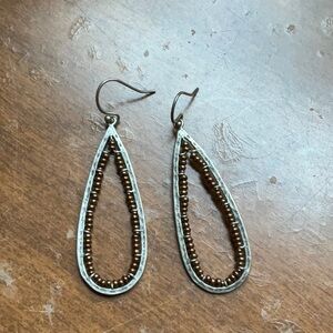 Silpada silver teardrop bronze bead earrings